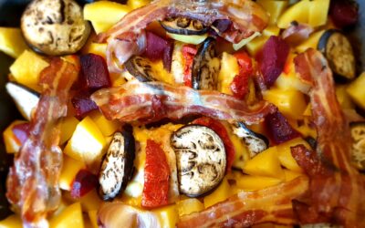 Zsebes csirkemell sült zöldségekkel