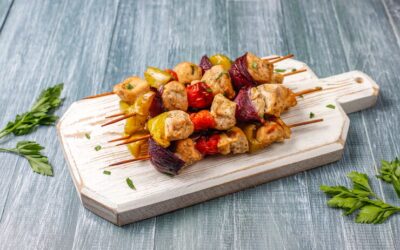 Zöldségnyárs csirkefalatokkal