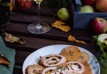 Gesztenyével és aszalt szilvával/barackkal töltött csirkemell